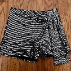 NWT Zara Black and Silver Sequin Party Shorts